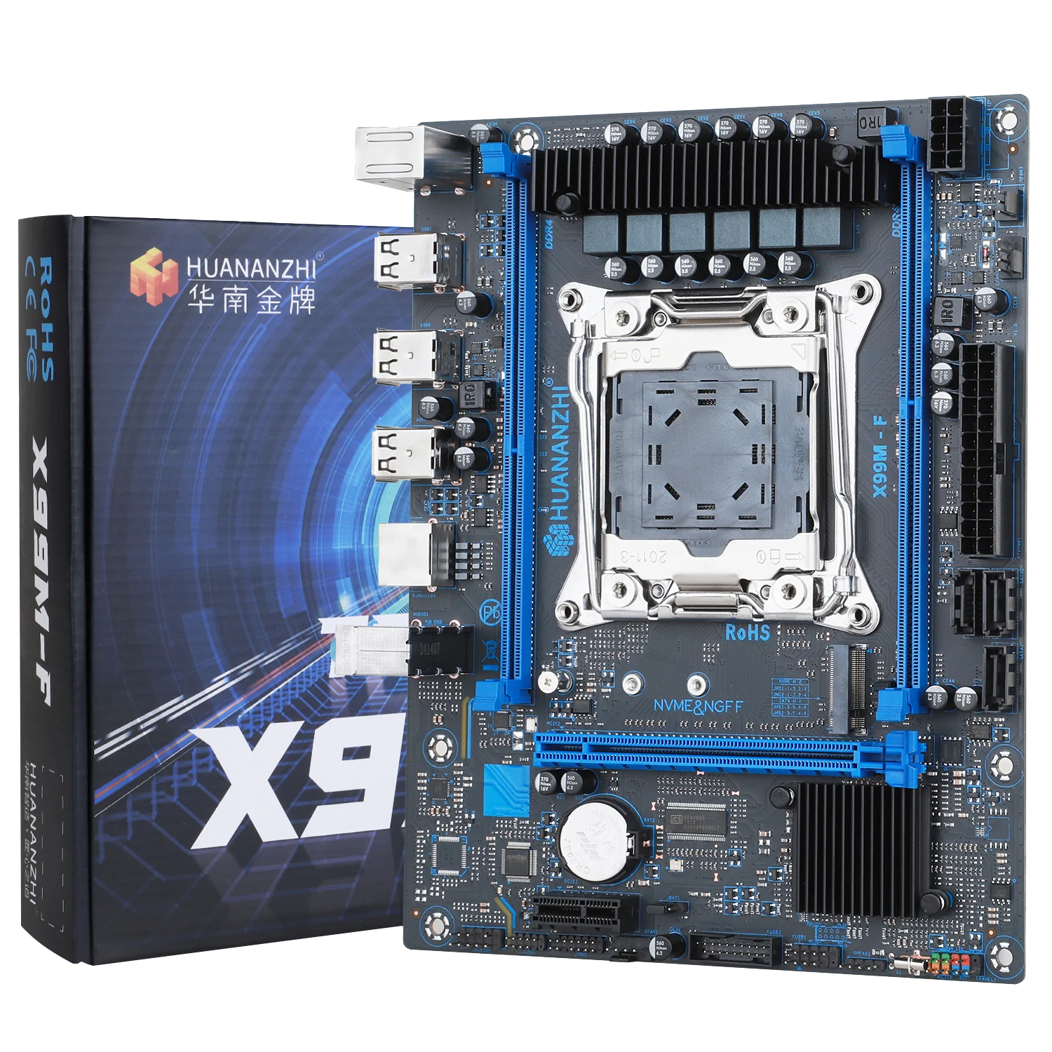 Placa base HUANANZHI X99 M F LGA 2011-3 XEON X99 compatible con Intel E5 V3 V4 todas las series DDR4 RECC memoria NON-ECC NVME