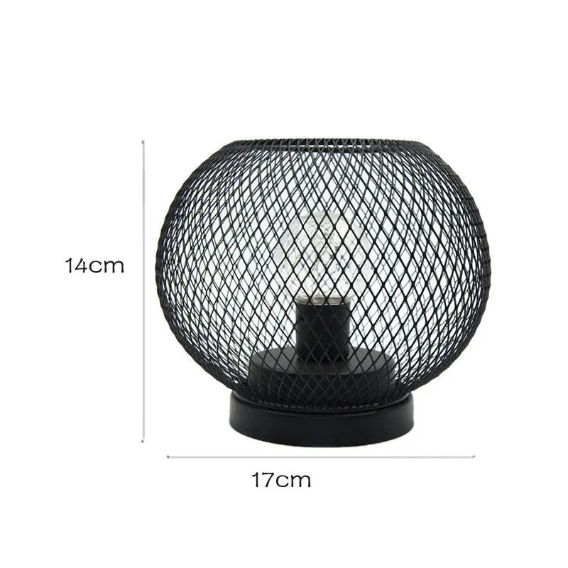 Metal Cage Table Lamp Round Shaped LED Lantern Battery Powered Cordless Lamp for Weddings Party Home Decor Candle Holder