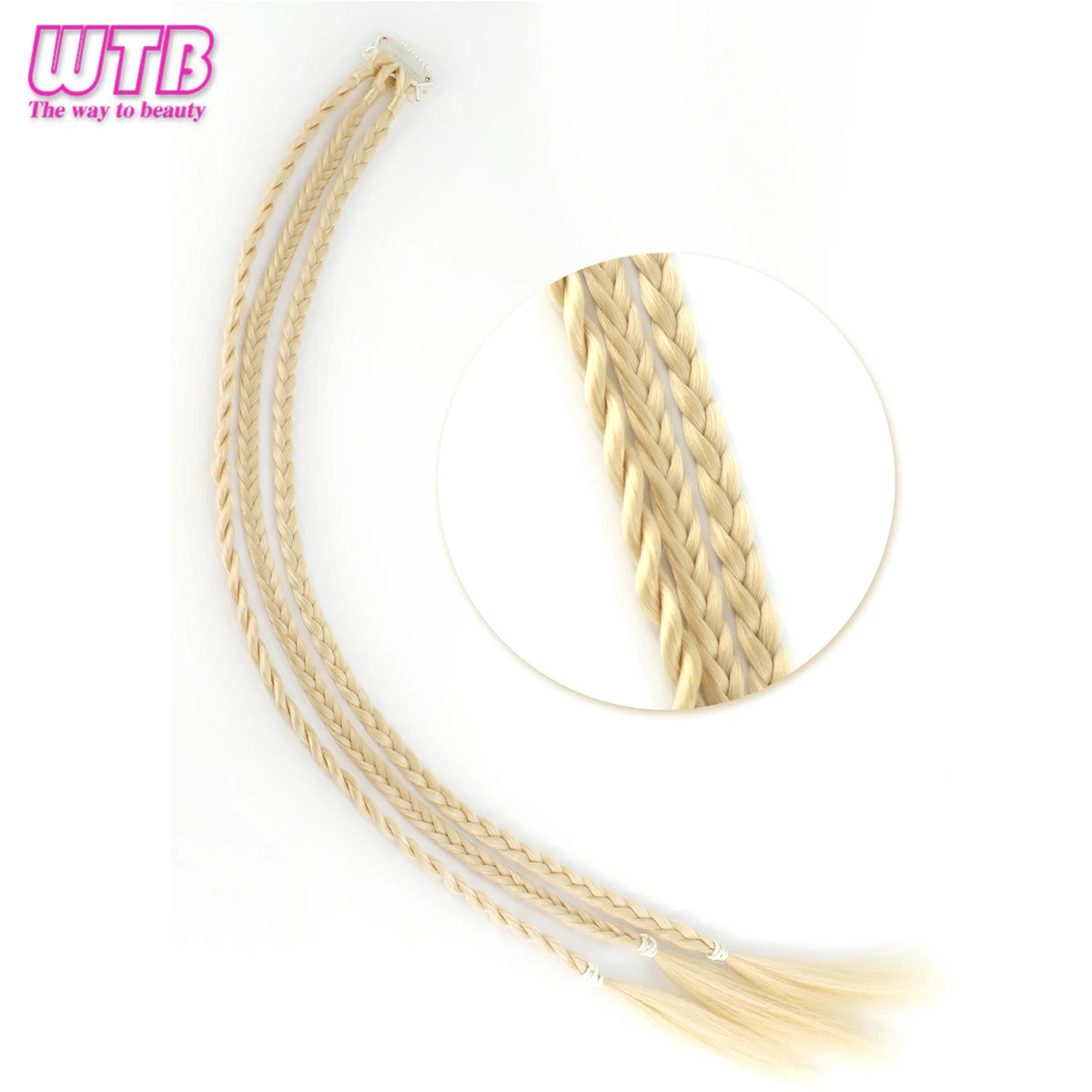 1 Piece/pack 22 Inch Clip On 3 Braid One Piece Synthetic Fiber Hair Extension Women Daily Party Wear Clip Extension Blonde Hairp