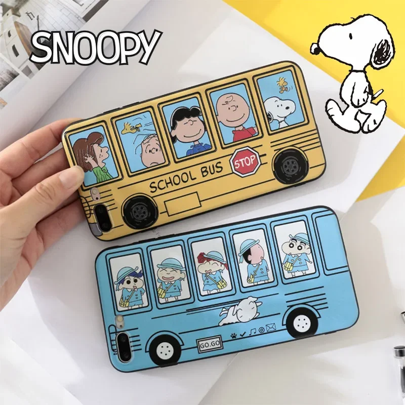 New Snoopy School Bus Couples IPhone Case Psyduck Silicone Anime Waterproof Protector Cases for IPhone 13 11 12 PRO MAX X XS XR