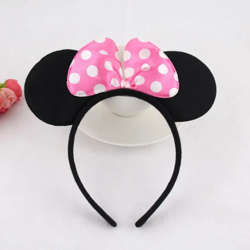 12 قطعة من آذان ميكي ميني باللونين الأسود والأحمر والوردي، عصابة رأس على شكل فيونكة ديزني، مستلزمات هدايا لحفلات أعياد الميلاد #4