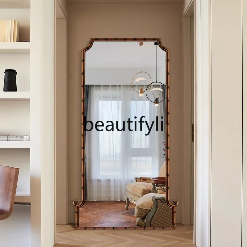 

French retro full-length mirror, home bedroom full-length mirror, antique fitting, wall-mounted entrance mirror B03
