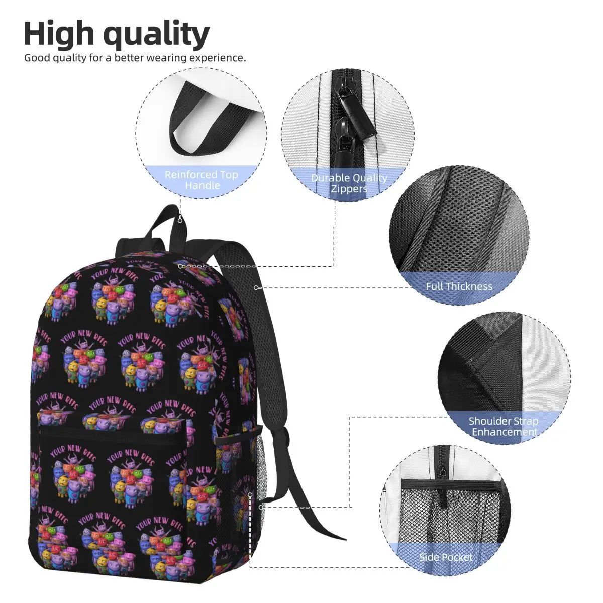 Your New BFFS Are Here Oh The Boov Backpack Daypack Large Capacity Boys Girls BookBag School Bag Shoulder Bags for Men Women