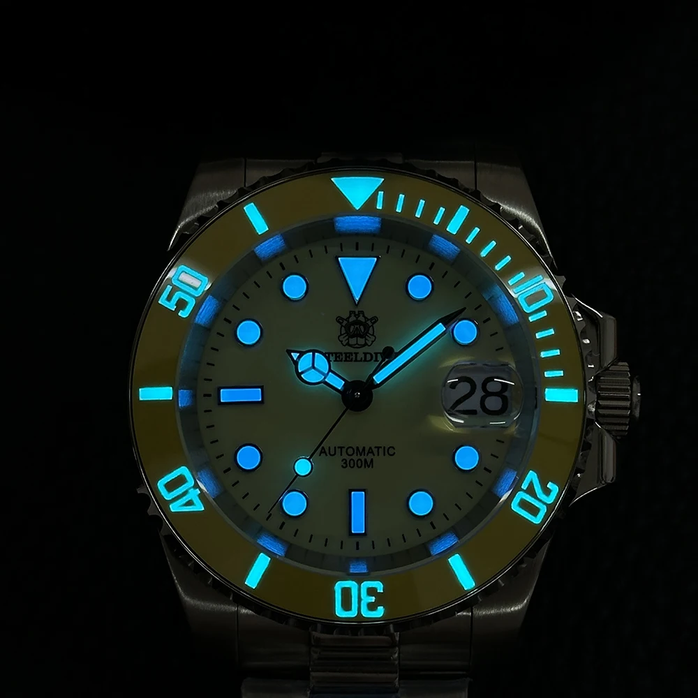 STEELDIVE Men Diver Watch 40.5mm Automatic Mechanical Wristwatch 30Bar Waterproof BGW-9 Luminous Sapphire NH35 Ceramic Bezel