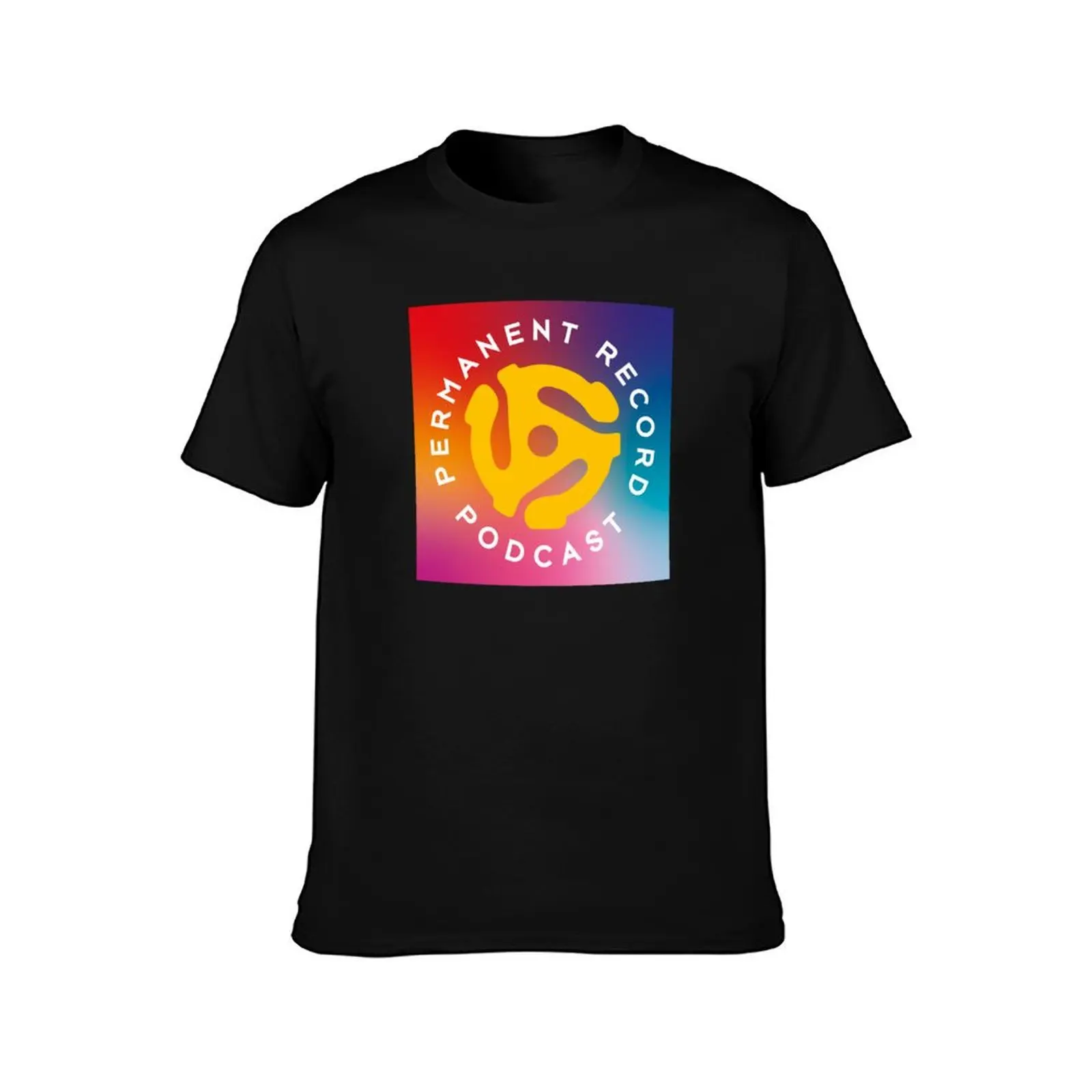 Permanent Record Podcast Gradient Logo T-Shirt Big Size Short Sleeve Casual Top T-Shirt