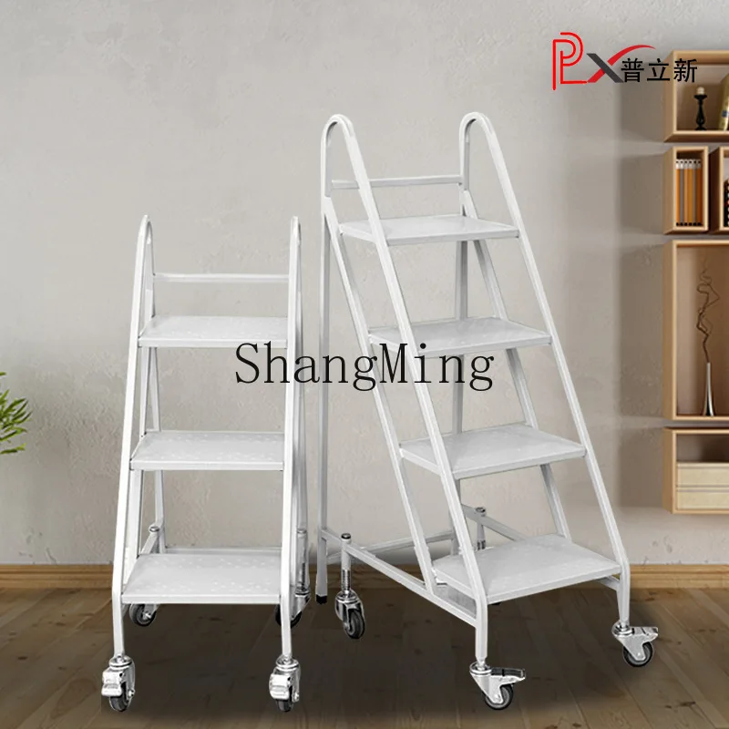 

FG Library Silent Book Cart Archives Three Steps Four Steps Climbing Book Ladder Book Cart