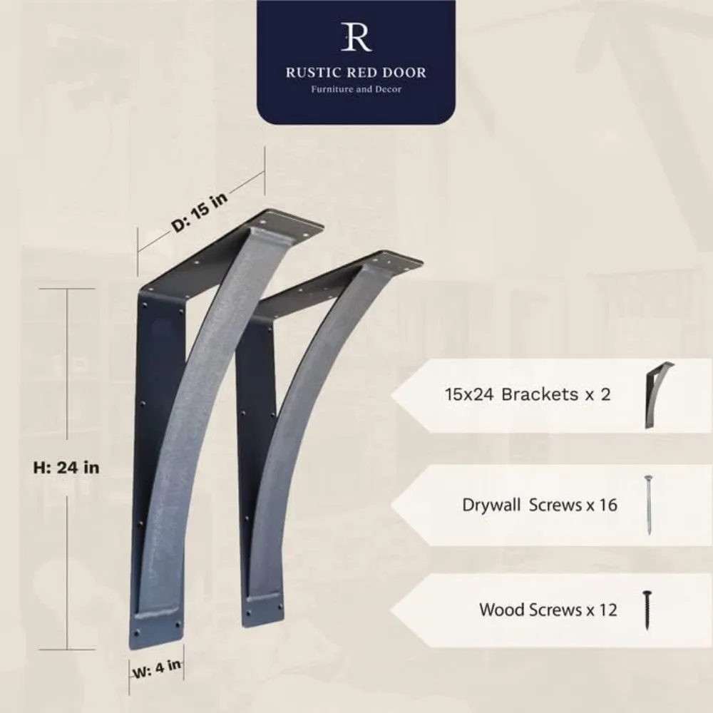 

Metal Shelf Brackets - Natural Steel L Brackets Heavy Duty Shelving for Wall Bars & Countertops - Hand