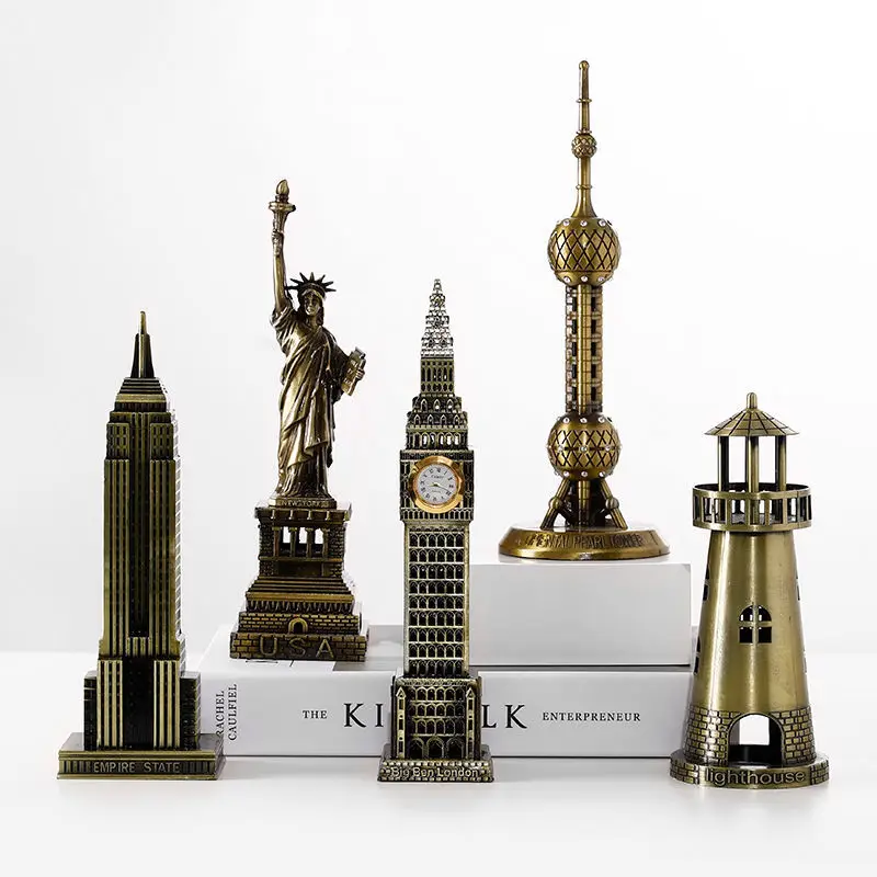 Premium Metal Building Model Kits Famous Landmarks Architecture Home Office Decoration Big Ben Statue of Liberty Leaning Tower