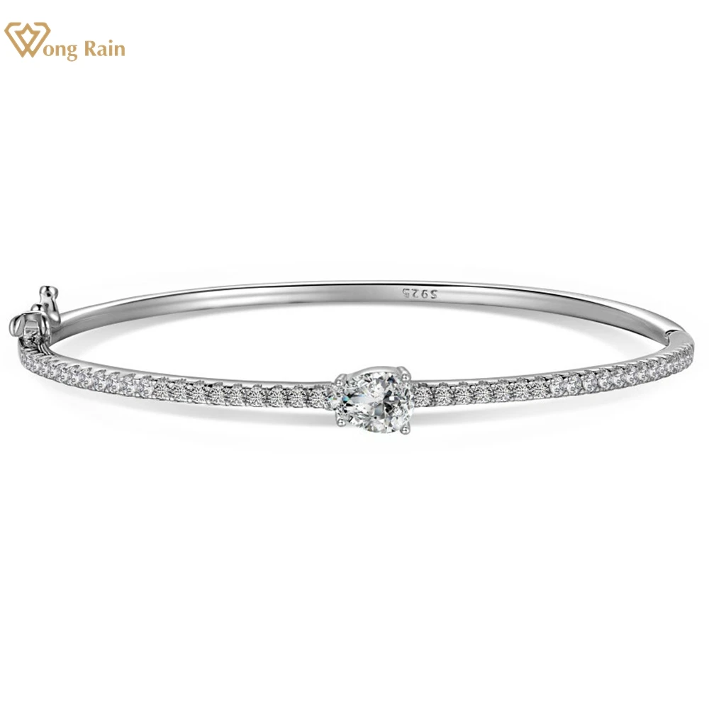 

Wong Rain 100% 925 Sterling Silver 5*7 MM Pear Cut Lab Sapphire High Carbon Diamond Gemstone Bracelets Bangle Jewelry Wholesale