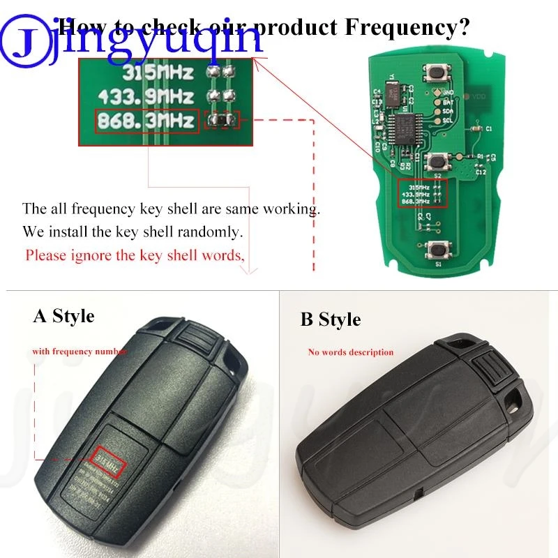 Jingyuqin KR55WK49127 CAS3 Remote Smart Key For BMW 1/3/5/7 Series X5 X6 Z4 315 /433/ 868MHz Car Keyless Control ID46 PCF7953