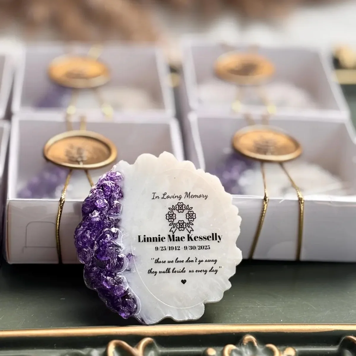 Bulk Personalized Funeral Favors Magnet With Tag, Grave Ornaments, Funeral Favors for Guests, Personalized Funeral Magnet, Memor