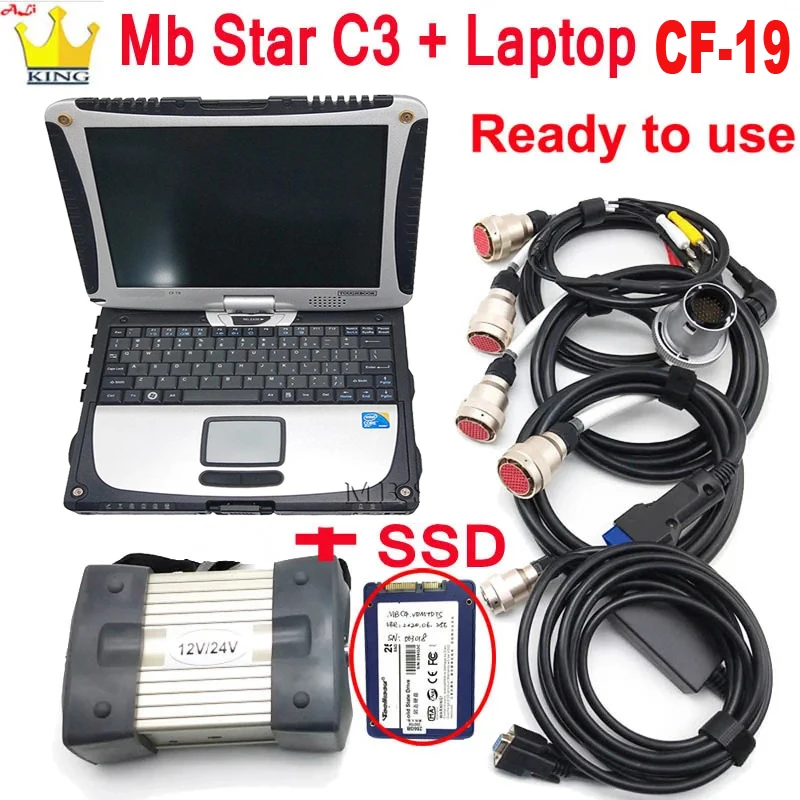 Best MB STAR C3 pro Car Diagnostic Tool C3 Multiplexer SD scanner with Software NEC Relays Laptop cf-19 for BEN Z car trucks