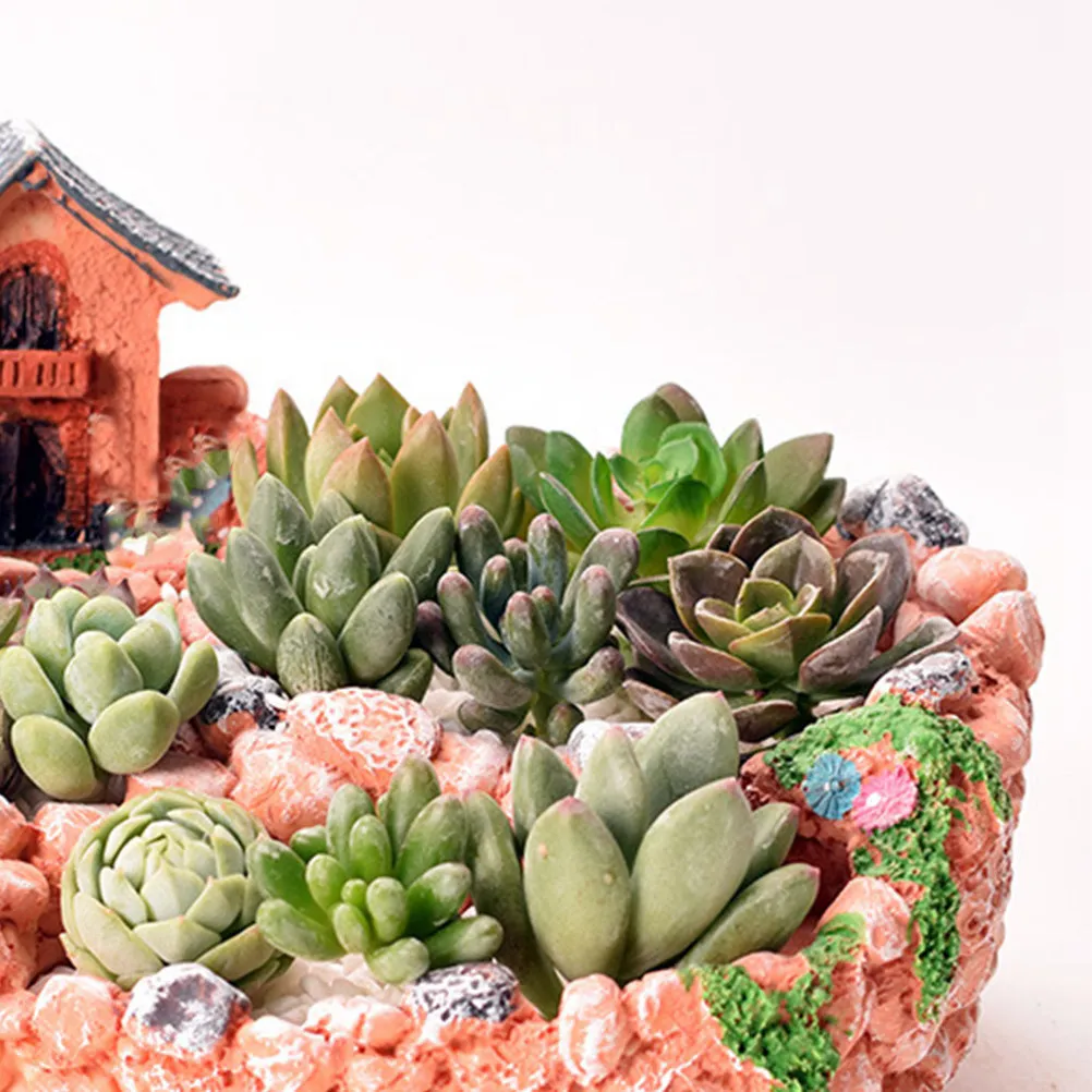 

Миниатюрный цветочный горшок-домик из смолы для суккулентов, DIY кашпо для бонсай, для использования в помещении и на улице, на столе