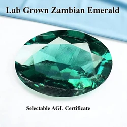Lab Grown Zambian Emeralds Hydrothermal Hand Cutting Oval Cut with Cracks Inclusions Inside Selectable Certificate