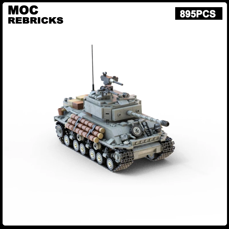 

WW2 US Military Series M4A3E8 Sherman Armored Vehicle Battle Tank MOC Building Block Model Brick Toys Children's Christmas Gifts