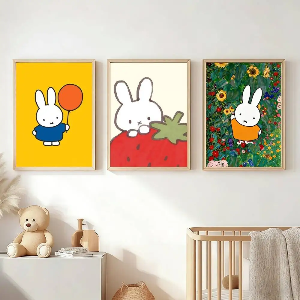 Cute Cartoon M-MiffyS-ES Rabbit Poster Stickers Art Print Retro Artistic Wall Decor Living Room Bedroom Home Decor Unique Gift