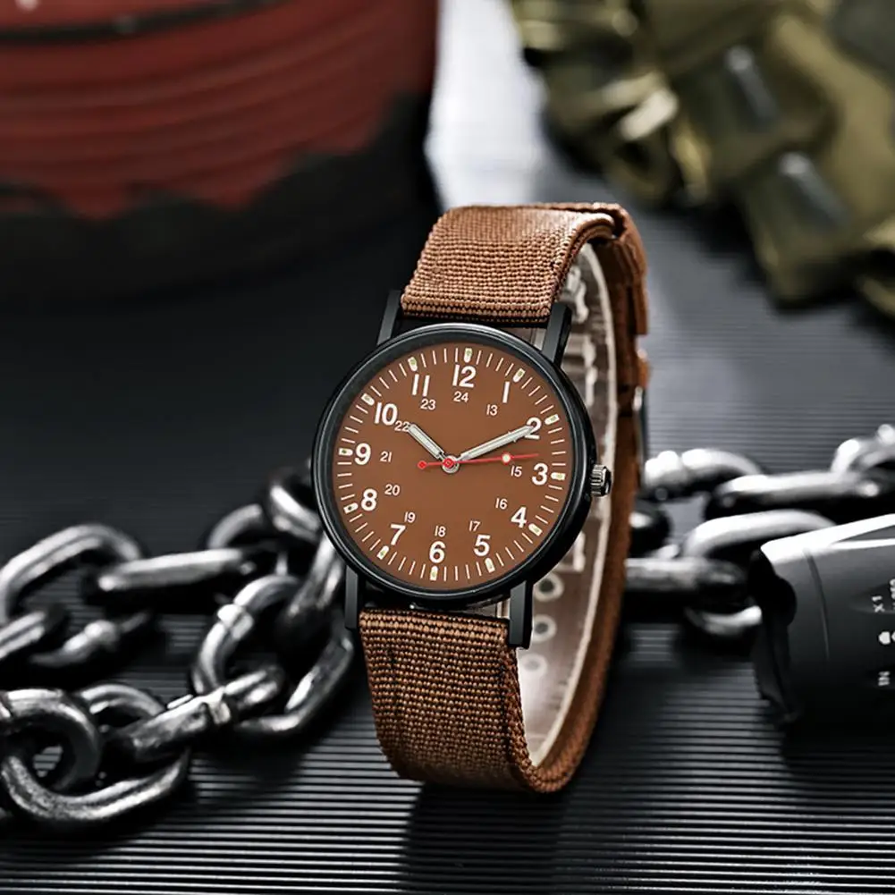 Men Quartz Watch Accurate Metal Pointer Quartz Wristwatch Nylon Braided Luminous Sports Wrist Watch For Daily Wear