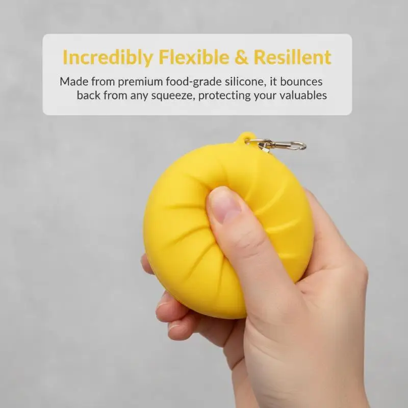 Steamed Bun Themed Plush Coin Purse Attached Keychain Durable Polyester Mini Wallet for Birthday Party Favors
