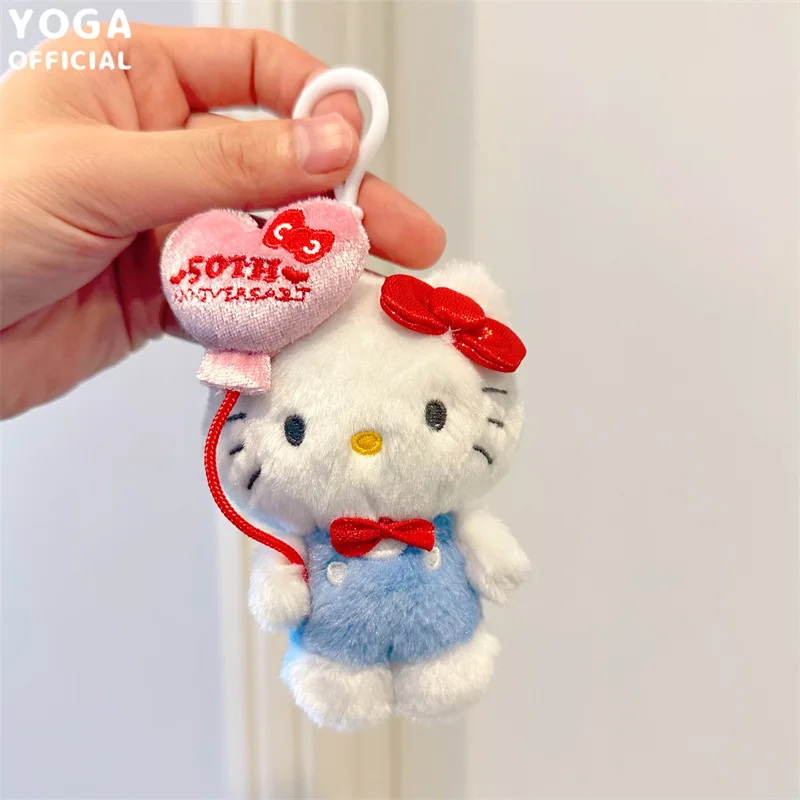 10Cm Kawaii 50Th Anniversary Series Kitty Plush Keychain Keyring Anime Doll Bag Fans Gift