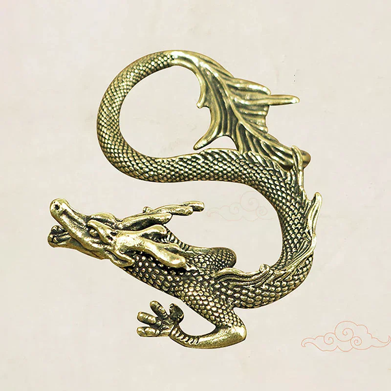 Beast Dragon Statue Bronze Figurine Ornaments Antique Copper Mythical Animal Miniature Home Decoration Crafts Collection Chines