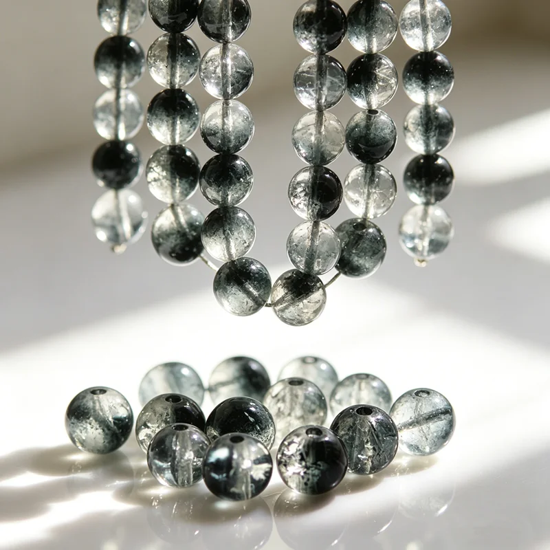 60pcs Black clear inner crack Round 6mm Glass Crystal Beads DIY Jewelry Accessories Loose beads