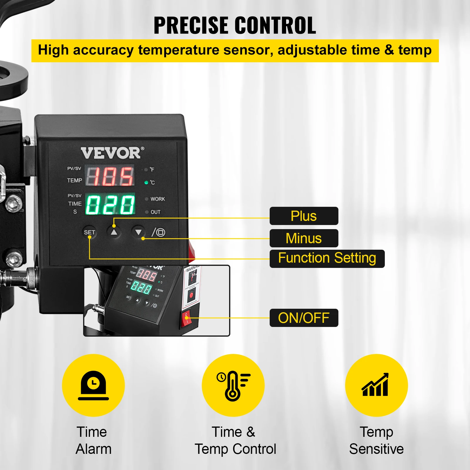 SucceBuy 2IN1 Heat Press Machine 15x15/10x12in Clamshell Sublimation Transfer Printer w Coating Powerpress DIY T-shirt Cap