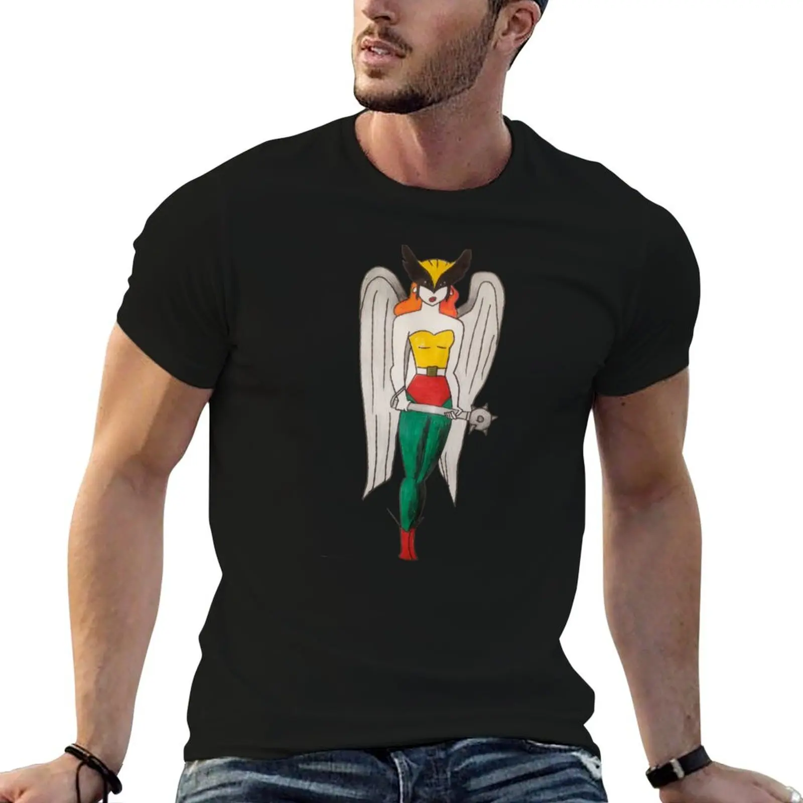 Camiseta Hawkgirl para hombre, camisetas para hombre, camisetas de algodón divertidas y esenciales, camiseta