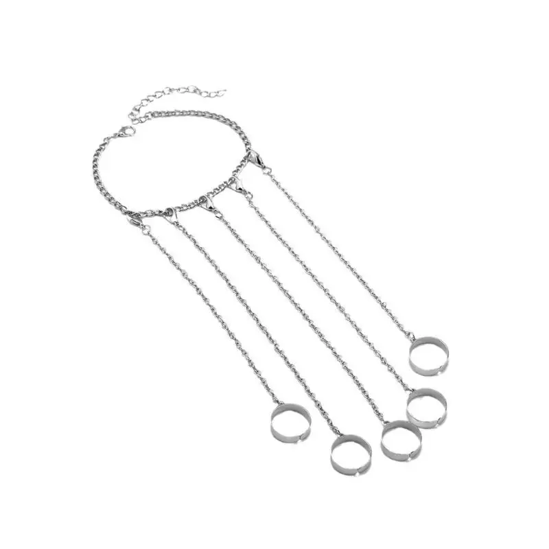 9HJK الشرير سلسلة شرابات سوار مع حلقات الاصبع الهدايا تسخير اليد القوطية