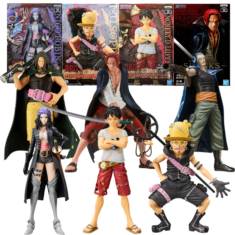 6Pcs Anime One Piece DXF Monkey D Luffy FILM RED Nico Robin Doll Shanks Yasopp Ben Bekkuman Model Toy Gift Action Figure