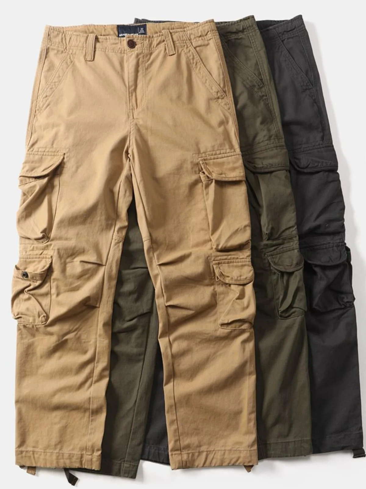 

Тяжелые хлопковые рабочие брюки, осень-зима, прямые брюки, свободный крой, уличные повседневные брюки, мужские камуфляжные брюки с несколькими кетами...