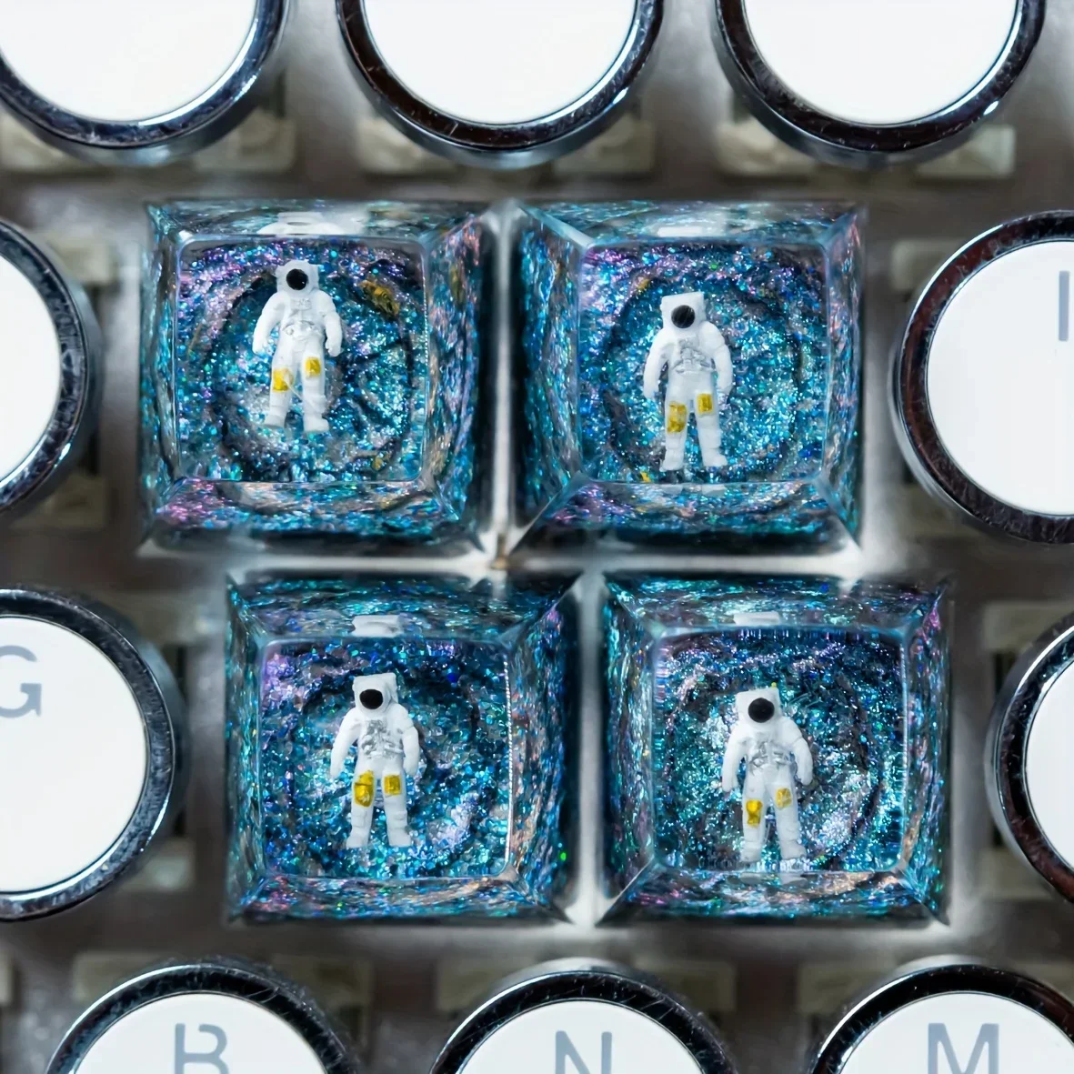 AstronsomResin Artisan Keycaps, Galaxy Spacebar Keycaps, Intersto.org Cutsom Keycaps, None MX Keycaps, Mechanical Keyboard Gif