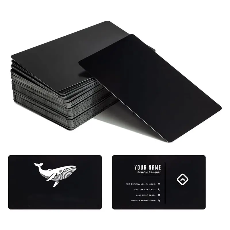 

AU61-For Laser Engraving Compatible 50 Pcs Matte Black Metal Business Card Blanks- Premium 0.42Mm Aluminum, Multipurpose DIY Car