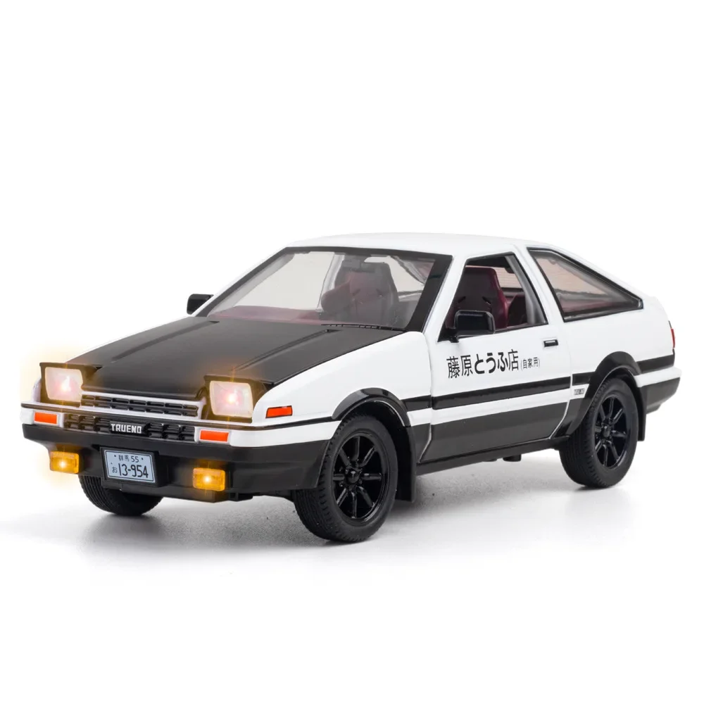 1:24 Initial D Toyota Trueno AE86 Alloy Diecast Car Model Sports Car Toys For Kids Adults Pull Back Vehicles Toy Cars Black Hood