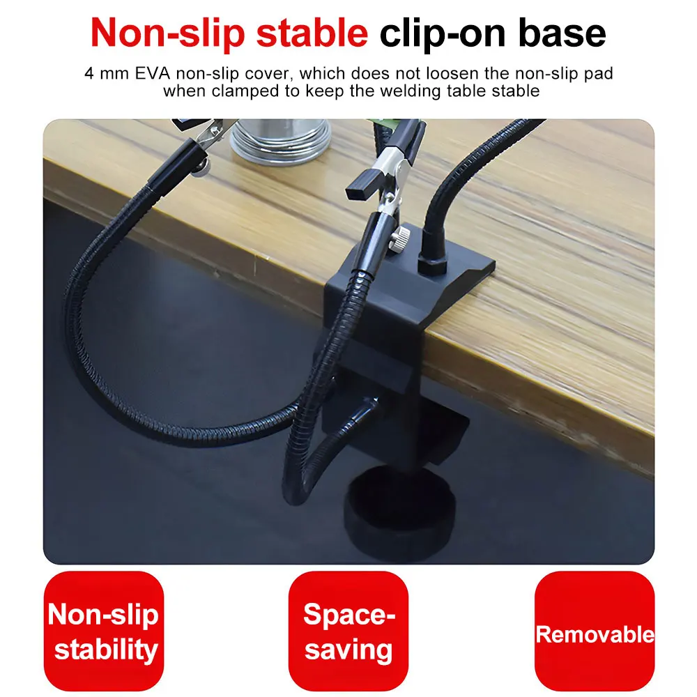 Desk Clamp Soldering Station Holder PCB Alligator Clip Universal Metal Arms Multi Soldering Helping Hand Third Hand Tools