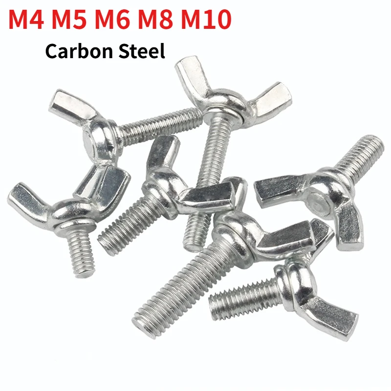 M4 M5 M6 M8 M10 DIN 316 Wing Bolt, White Zinc-Plated Carbon Steel Butterfly Bolt, Hand-Tightened Thumb Screw, Wing Head Screw