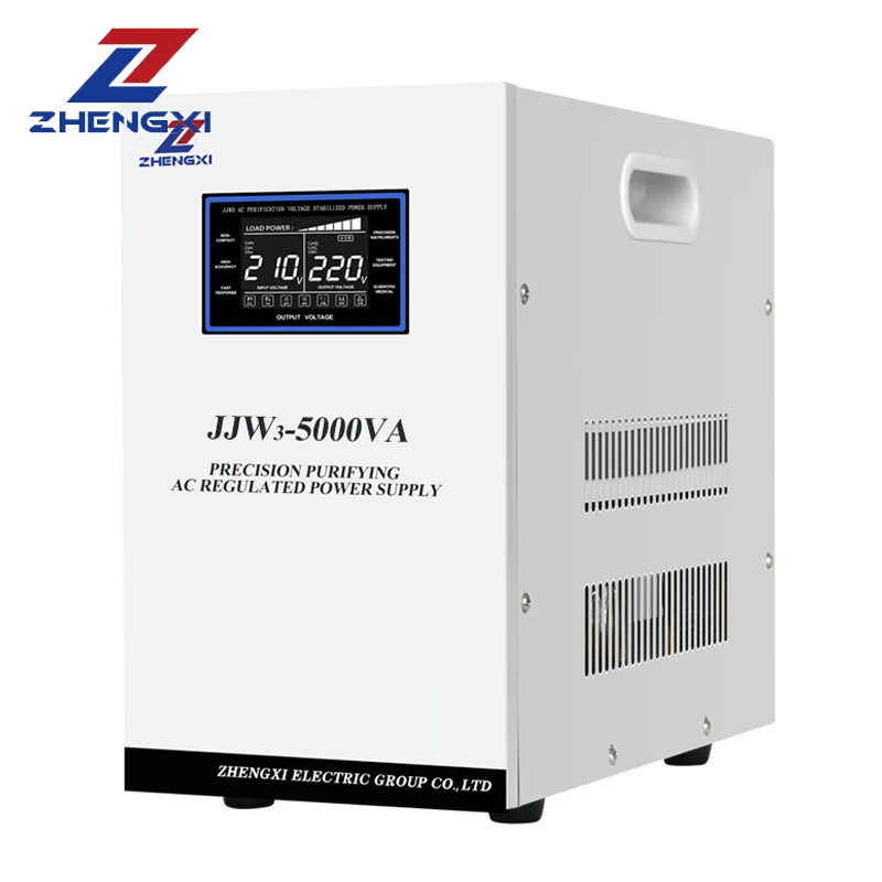 JJW Stabilizer Regulator tegangan otomatis LCD, Stabilizer fase tunggal cerdas 5000VA/10000VA SVC Output pemurni 220V 50Hz AC