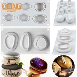 Molde de silicona con forma de piedra redonda, herramienta de decoración de pasteles, yeso, hormigón, postre, Mousse, molde para hornear, jabón DIY