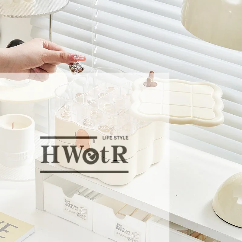 New 360° Rotating Jewelry Organizer 3-tier Large Capacity Jewelry Display Case Dust Proof Space Saving Jewelry Storage Box
