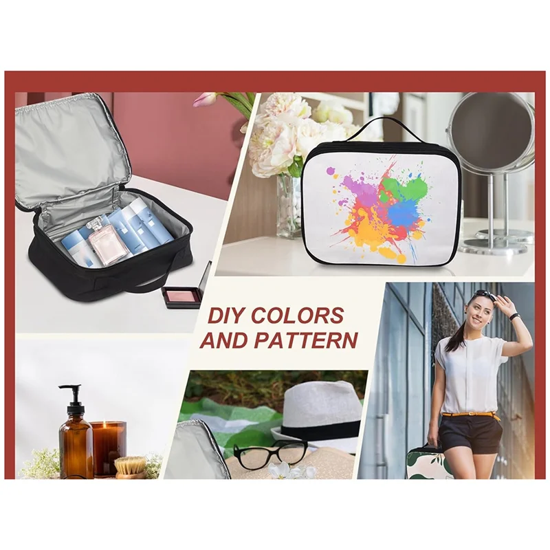 

THIVN-DIY Sublimation Cosmetic Bags, Bulk Travel Toiletry Pouches With Zippers For Customization