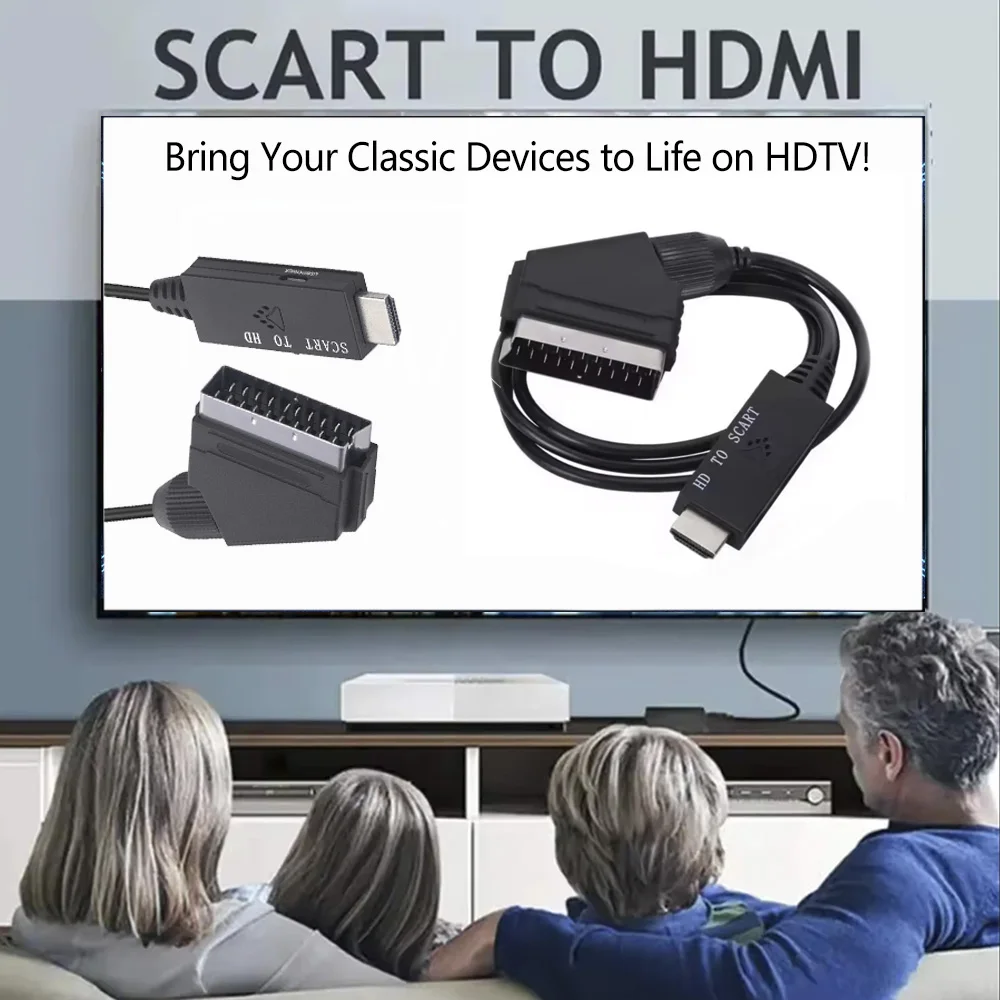 

Plug & Play SCART to HDMI Cable - Connect Old VCRs, DVDs to Modern HDTVs (1M/3FT)