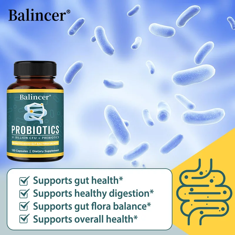 

Prebiotics Capsules - Promotes Digestion and Gut Health, Reduces Bloating, Immune Support - Dietary Supplement