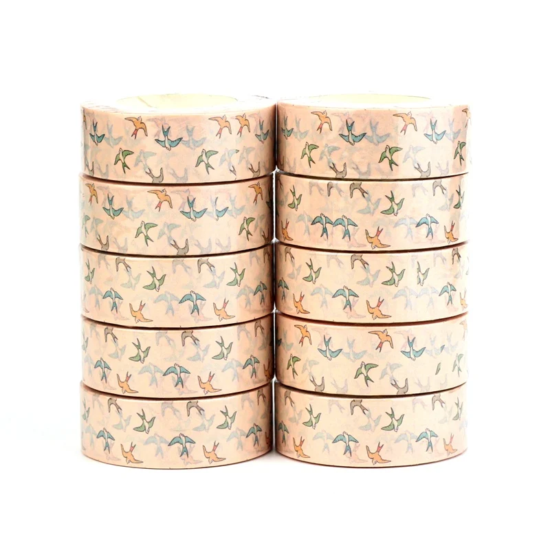 Bulk 10PCS. Decorative Neutral Beige Swallow Paper Washi Tapes for Scrapbooking  Masking Tape Cute Journaling Stationey