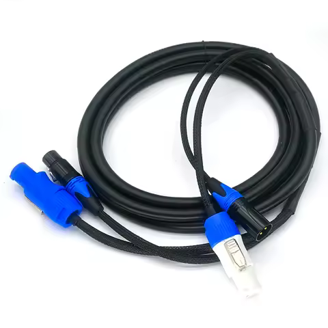 Powercon DMX Combo Connect Cable 1.5m 1m 2m 3m 5m 3 Pin XLR &amp; Power con Compatible Combi Cable for Moving Heading Lighting