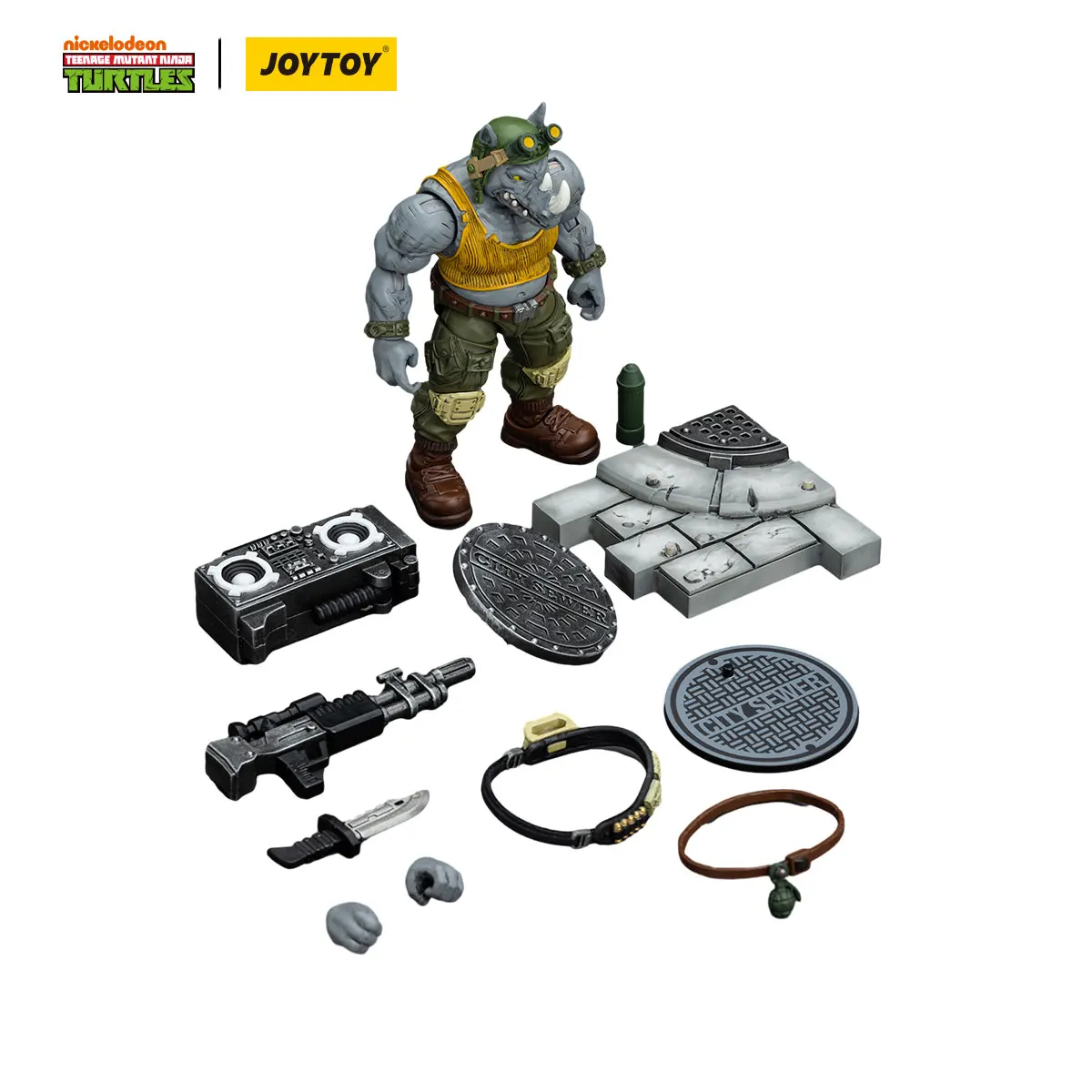 Teenage Mutant Ninja Turtles Original JOYTOY TMNT Rocksteady Action Figure 1/18 Genuíno Modelo Colecionável Boneca Ornamento Presente