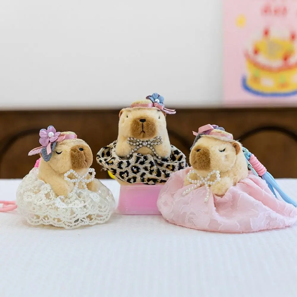 

PP Cotton Capybara Plush Dolls Leopard Print Skirt Collection Kapibala Pendant Keychain Ins Cartoon Animal