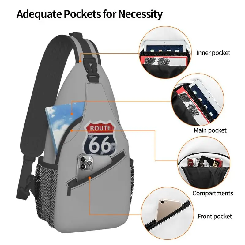 Mochila personalizada Route 66 California Sign USA Sling Bags para hombres, Cool Shoulder Crossbody, pecho, viaje, senderismo, Daypack