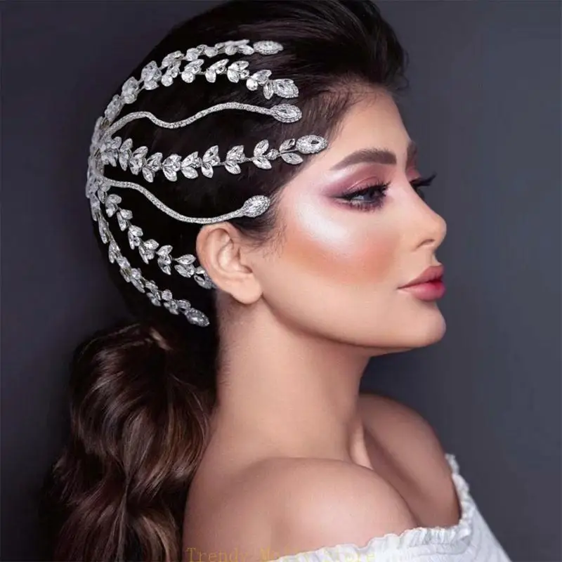 

N5KB Crystal Hair Jewelry Hair Chain Crystal Pageant Proms for Livehouse Nightclub