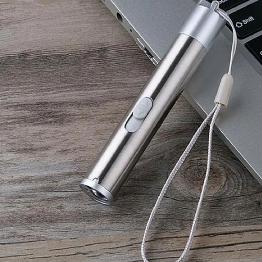 USB قابلة للشحن بقيادة مصباح يدوي الفولاذ المقاوم للصدأ الشعلة الصغيرة للتخييم في الهواء الطلق المال ضوء الفضة المحمولة