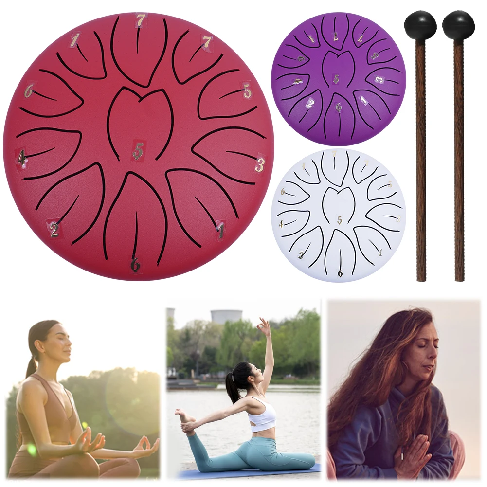 11 Notes 6 Inch Steel Tongue Drum Meditation Handpan Drum Kids Adult Ethereal Drum Yoga Music Drums Concert Party Gift Percussio