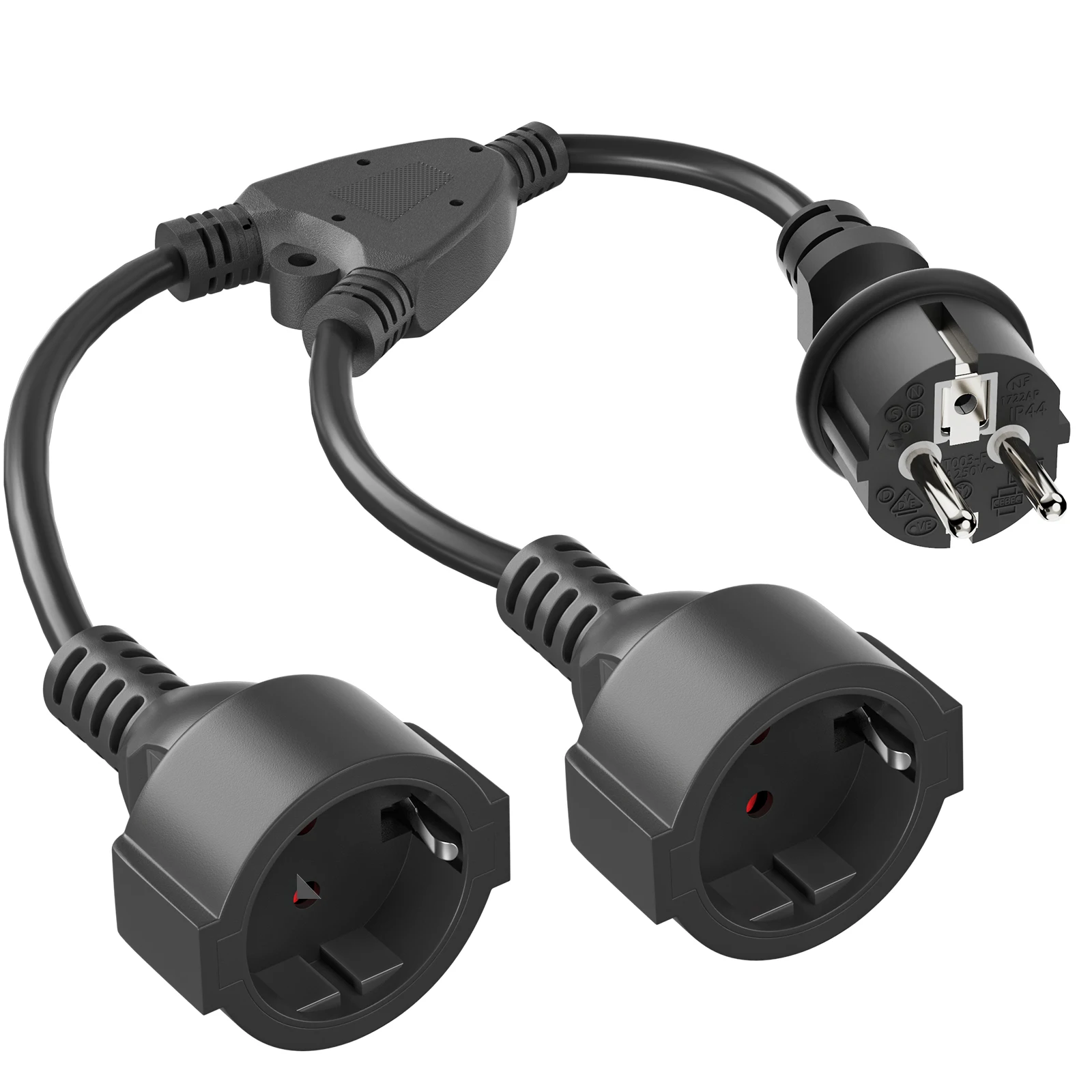 2-in-1 European standard extension cord socket, 1.5mm² pure copper wire core, flame-retardant and anti-electric shock